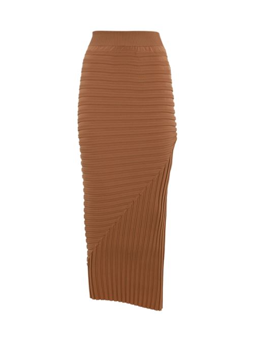 Gonna lunga in nylon tecnico terracotta Liviana Conti | F5SG27U37-1